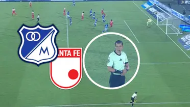 Hugo Rodallega en acción: La imagen del gol de Santa Fe que genera controversia.  Foto: Captura de Win Sports y Escudoteca