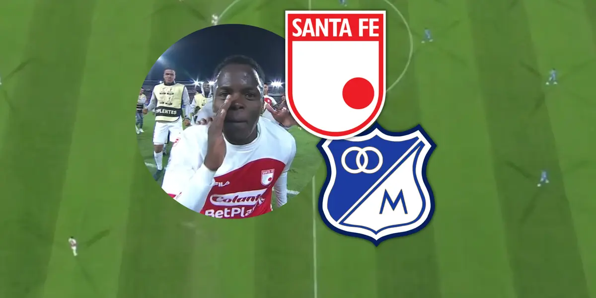 Independiente Santa Fe le pone la noche a cuadritos a Millonarios Foto: Escudoteca y Captura de Win Sports