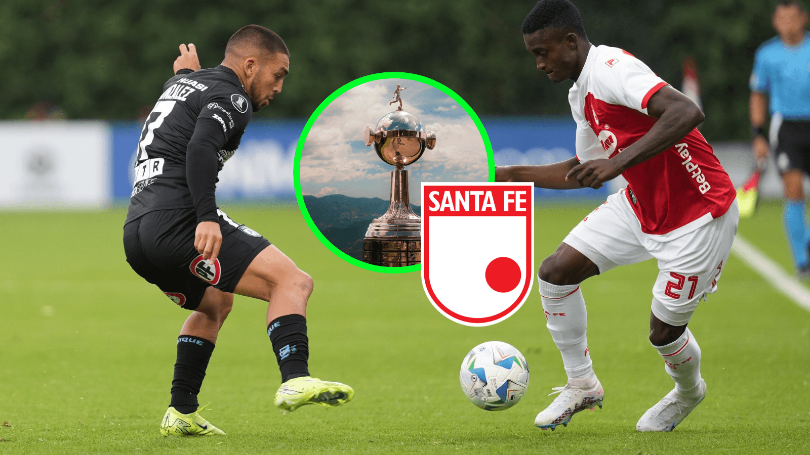 Independiente Santa Fe vs Deportes Iquique Foto: CONMEBOL Libertadores, Escudoteca