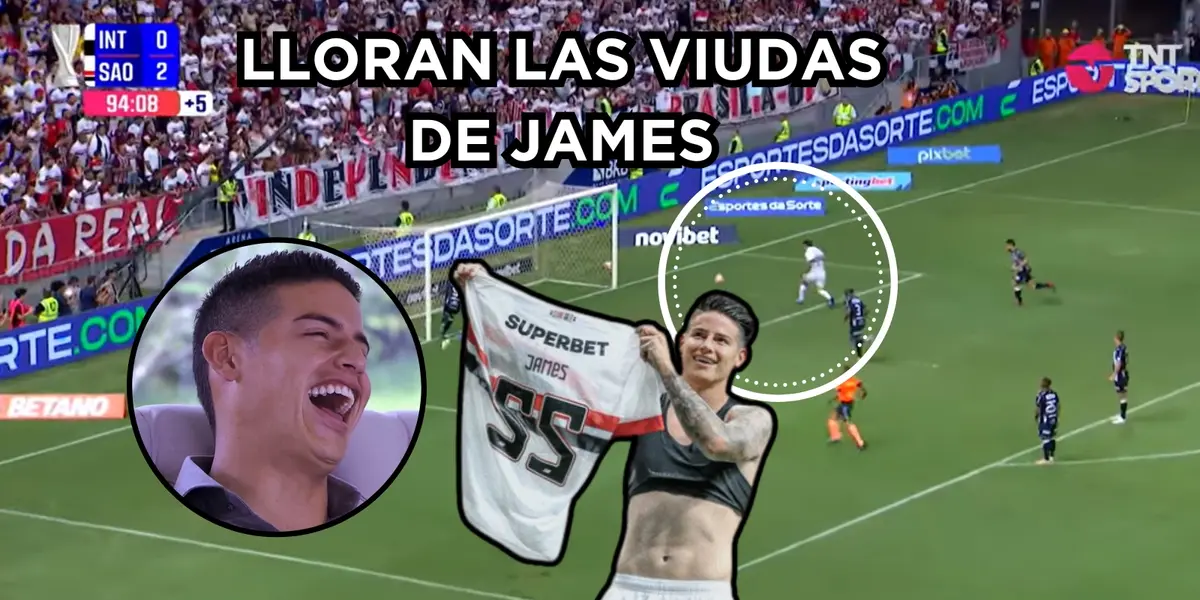 James callando bocas. Fotos tomadas de captura de pantalla Caracol TV, Juez Central y captura de pantalla de TNT Sports.