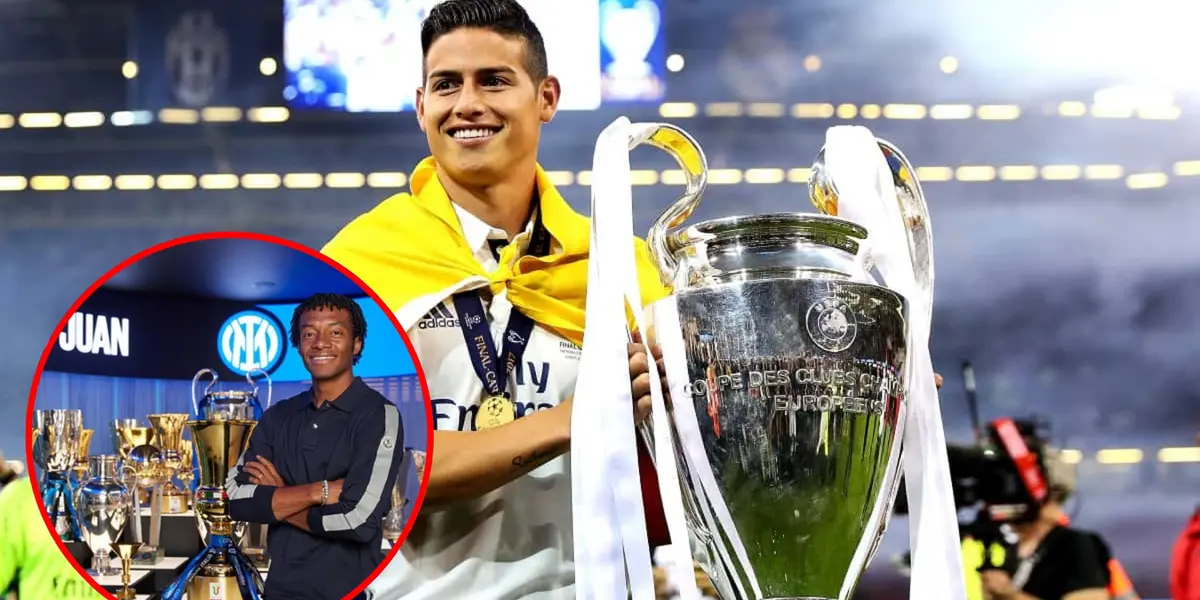 James Rodríguez con la Copa de la Champions League - Fotos: Pulzo y El Deportivo