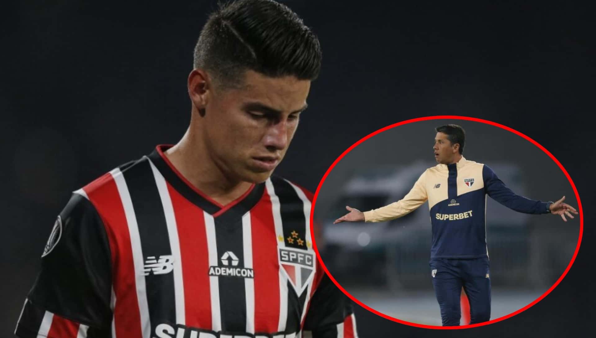 James Rodríguez en el partido de Sao Paulo vs Talleres por Copa Libertadores