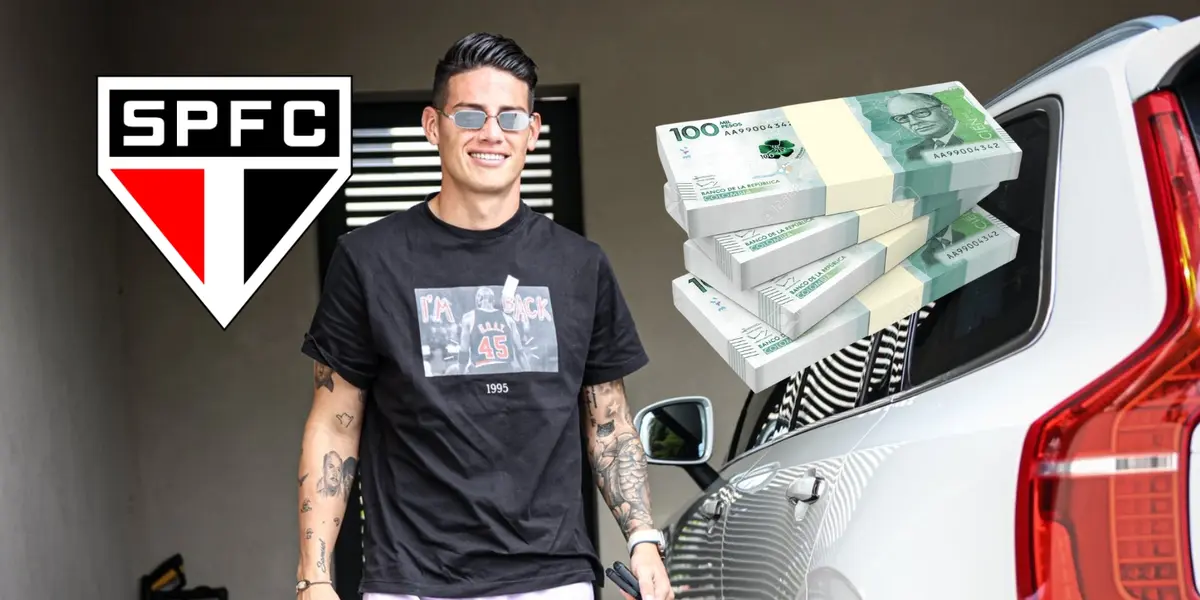 James Rodríguez. Foto de James de Twitter @jamesdrodriguez, pesos de 123RF.