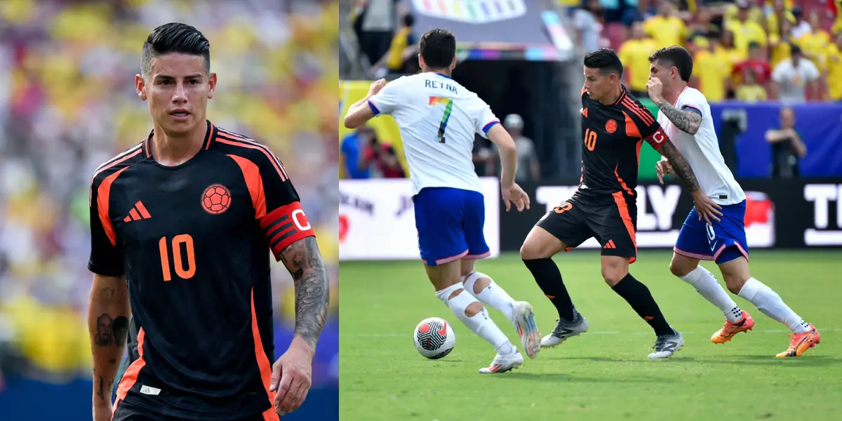 James Rodríguez jugando con la Selección Colombia contra la Selección Estados Unidos