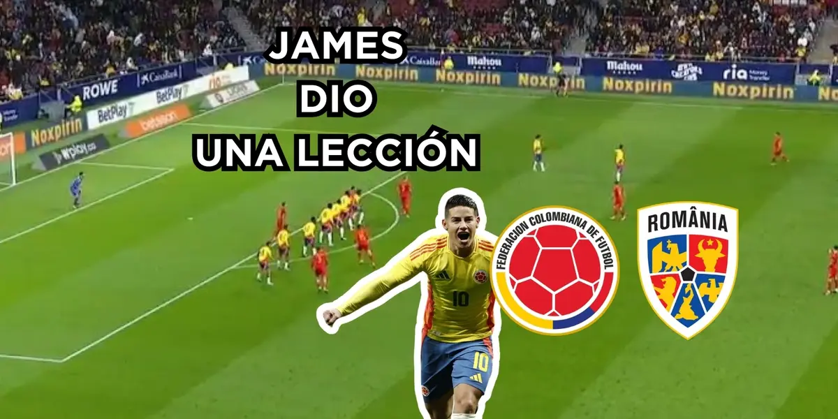 James Rodríguez jugando con la Selección Colombia contra Rumania. Foto tomada de captura de pantalla Gol Caracol y Caracol Radio.