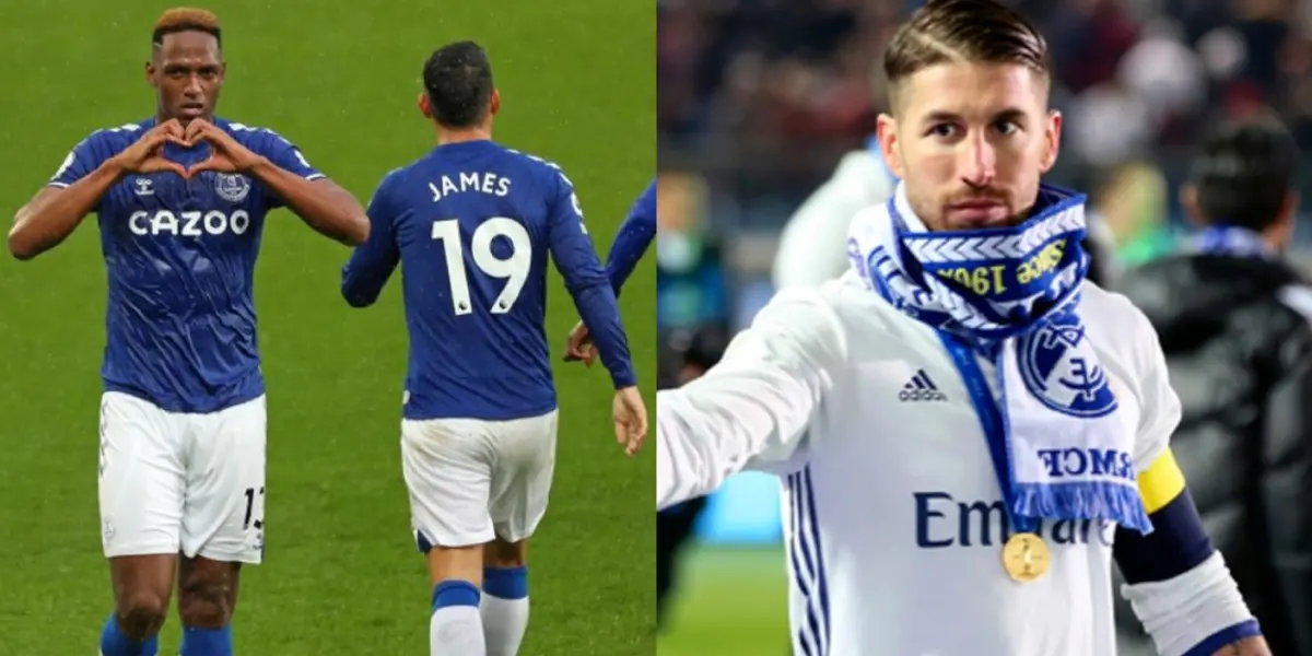 James Rodríguez sigue causando sensación y ahora comparte equipo con Yerry Mina en el Everton, y aprovechó para dejar un mensaje que molestó a Ramos