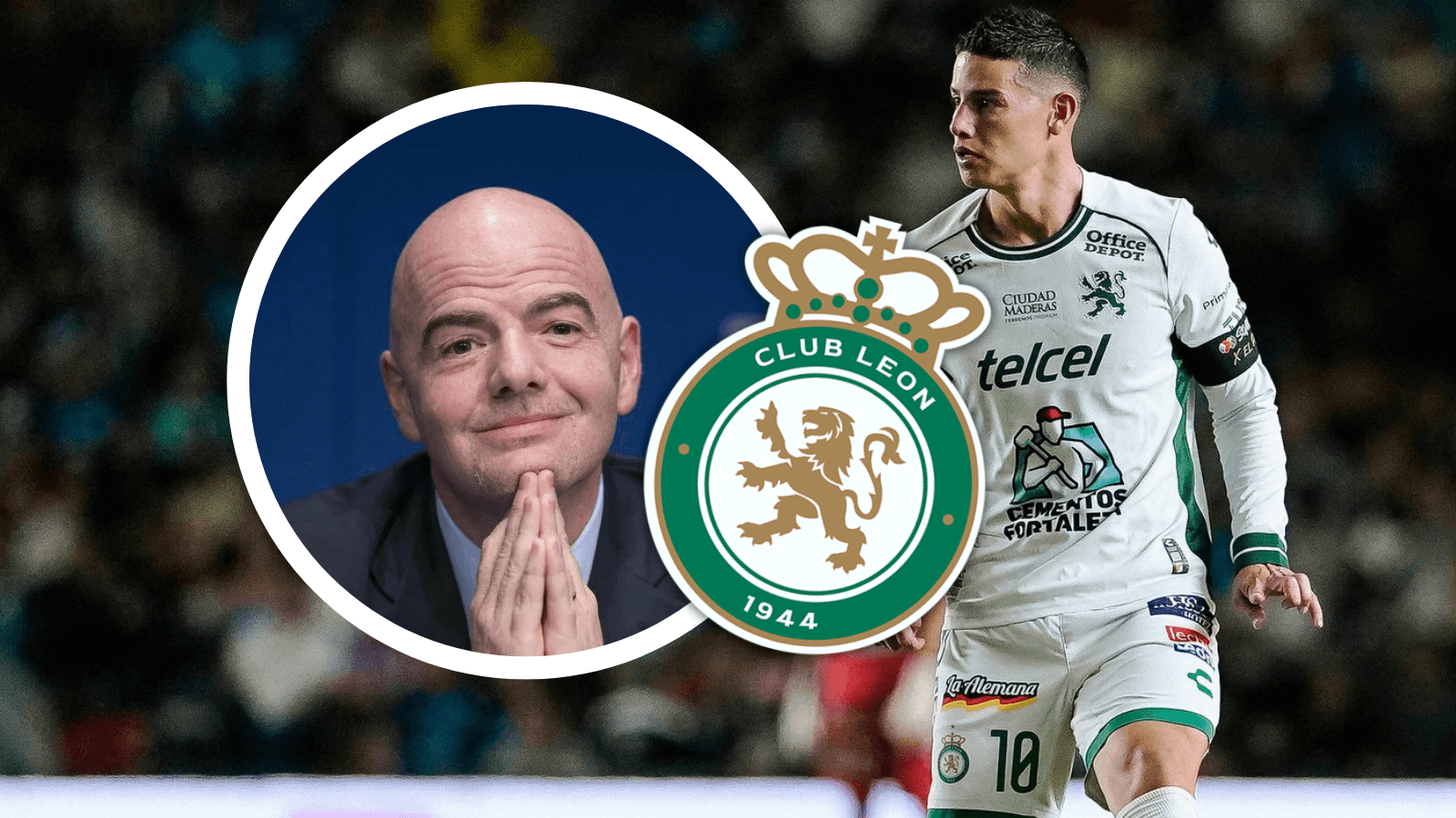 James Rodríguez tiene un serio dilema por culpa de la FIFA Foto: Club León, Escudoteca y FIFA