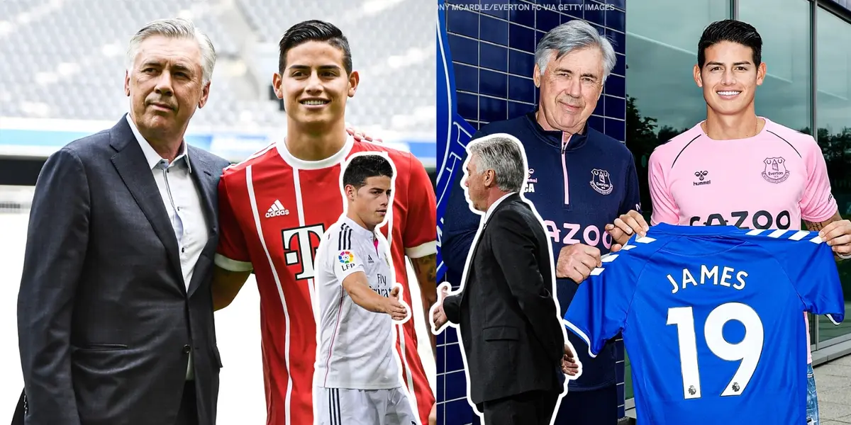 James Rodríguez y Carlo Ancelotti