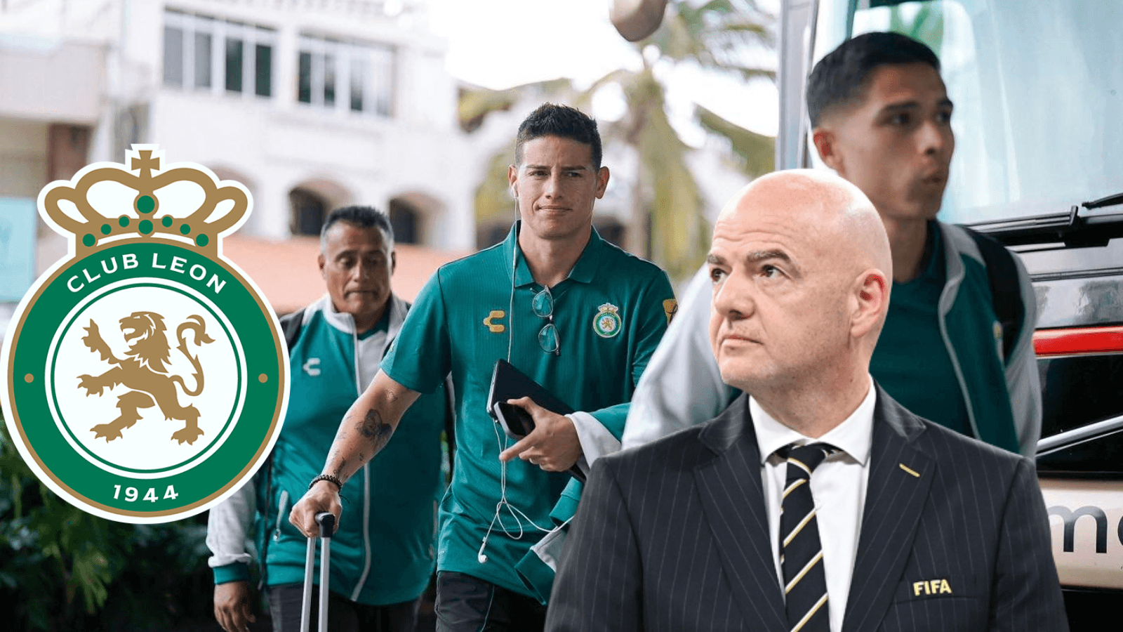 James Rodríguez y Gianni Infantino Foto: Club León y FIFA