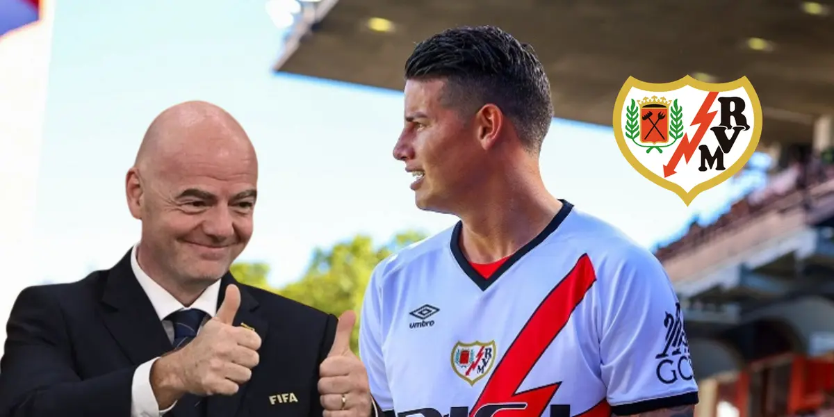 James Rodríguez y Gianni Infantino Foto: Rayo Vallecano y FIFA