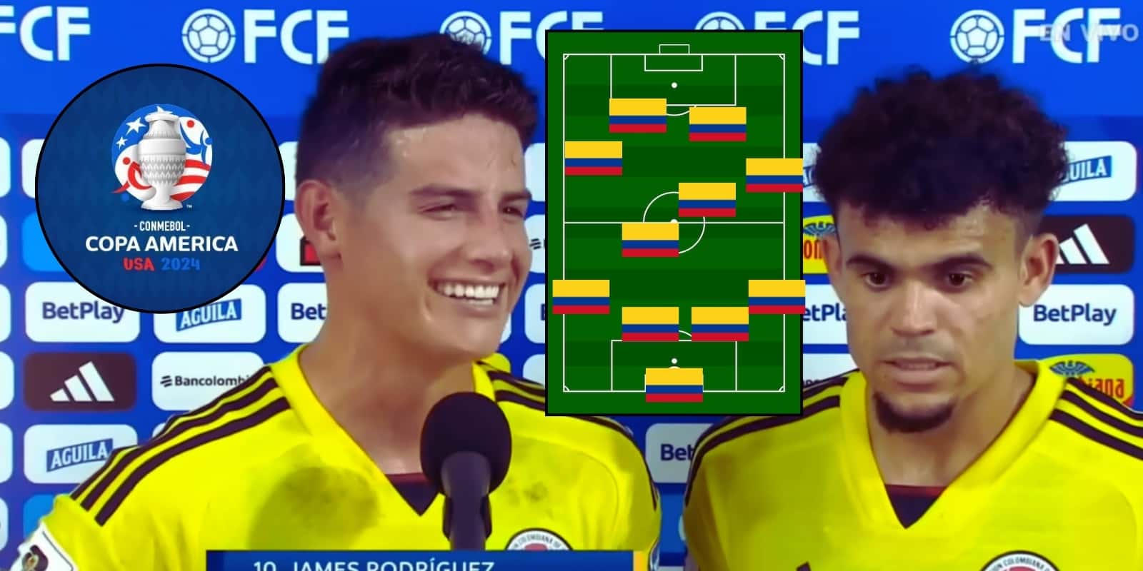 James Rodríguez y Luis Díaz luego de jugar con la Selección Colombia