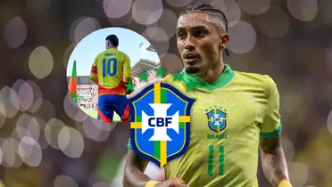 James Rodríguez y Raphinha Foto: James Rodríguez, CBF y Escudoteca