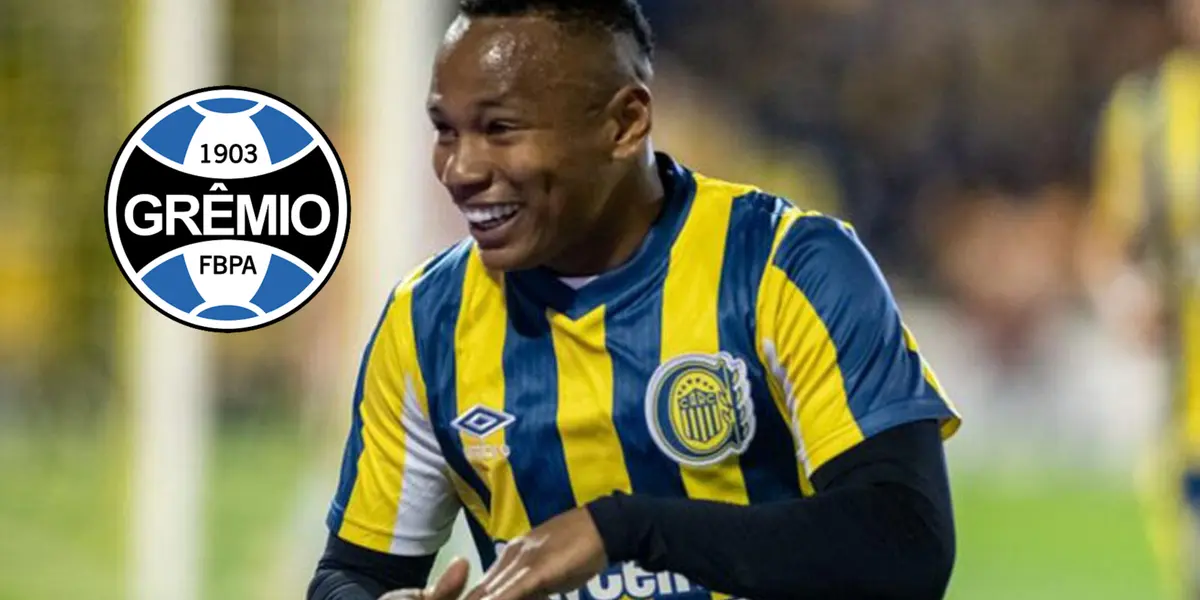 Jaminton Campaz con la camiseta de Rosario Central.