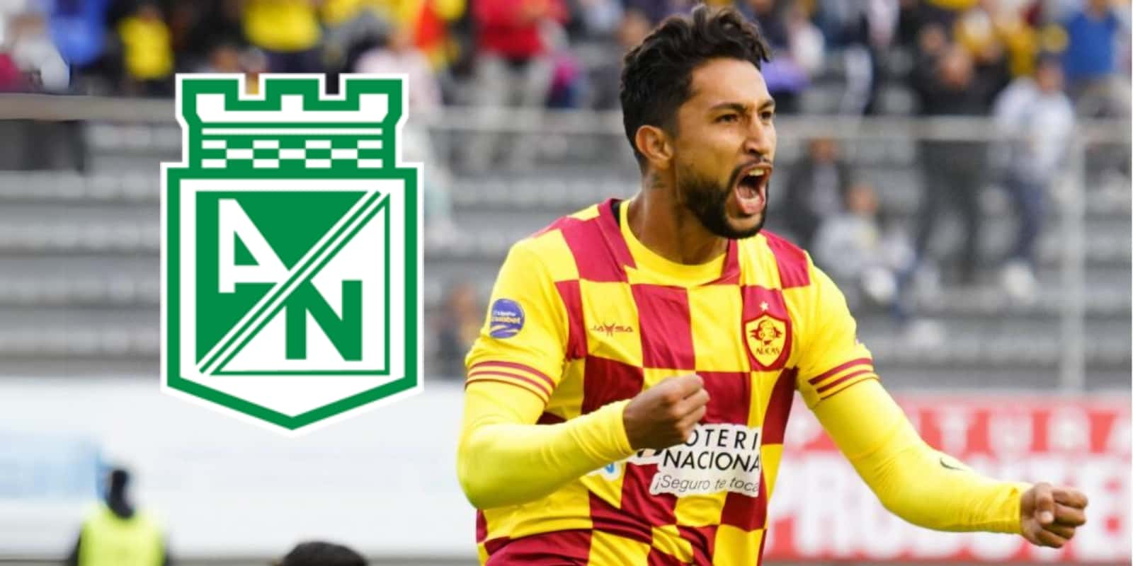 Jeison Medina celebrando un gol con el Aucas de Ecuador