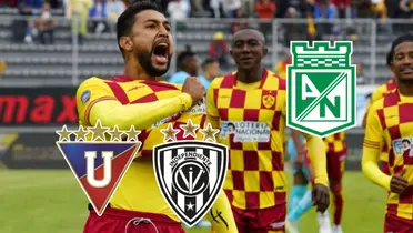 Jeison Medina celebrando un gol con el Aucas de Ecuador