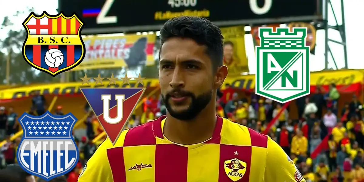 Jeison Medina con la camiseta de Aucas de Ecuador