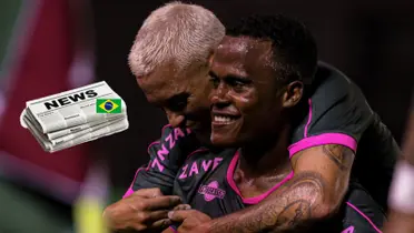 Jhon Arias celebrando nuevamente con Fluminense. 