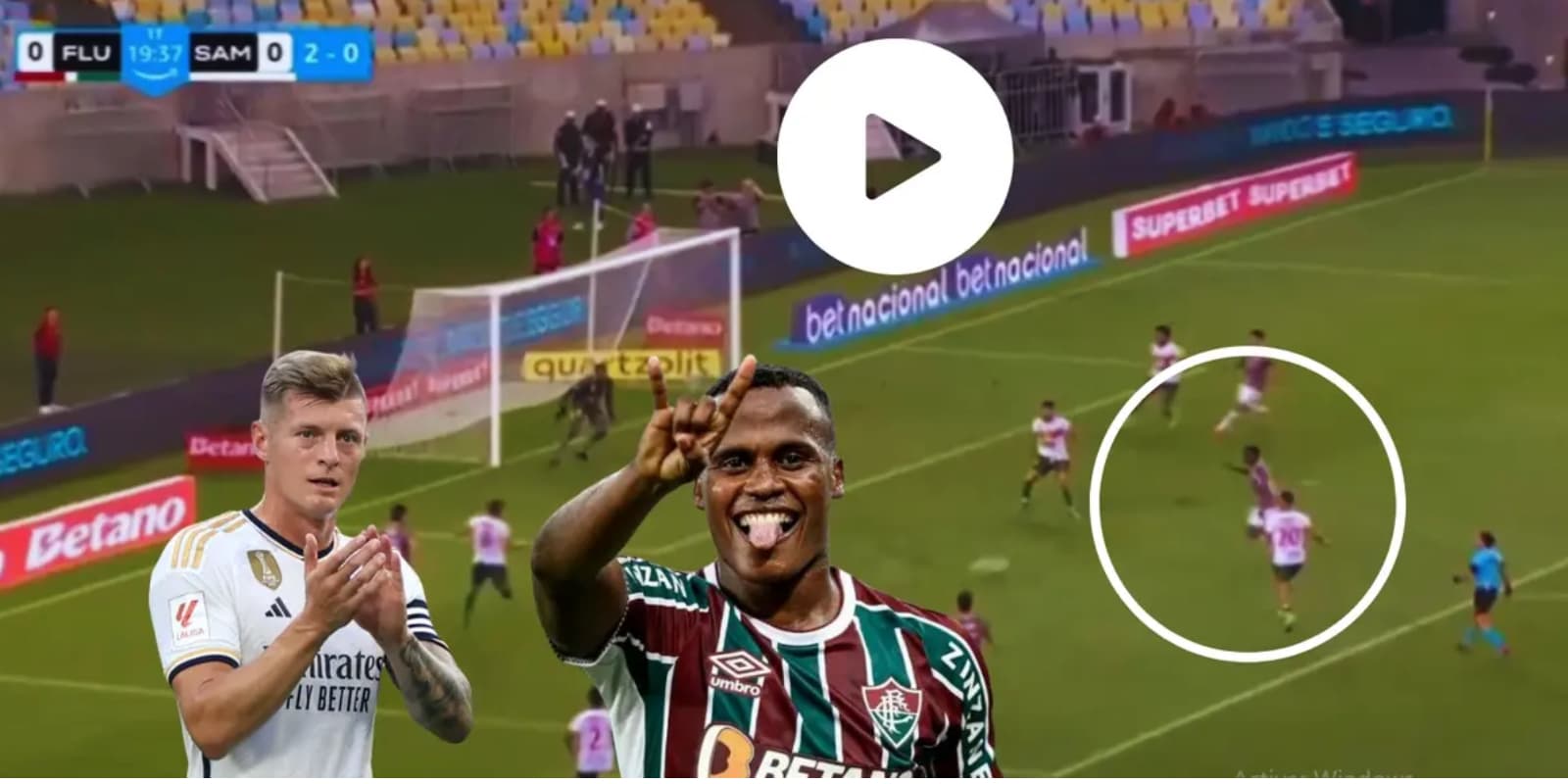 Jhon Arias celebrando un gol con el Fluminese de Brasil