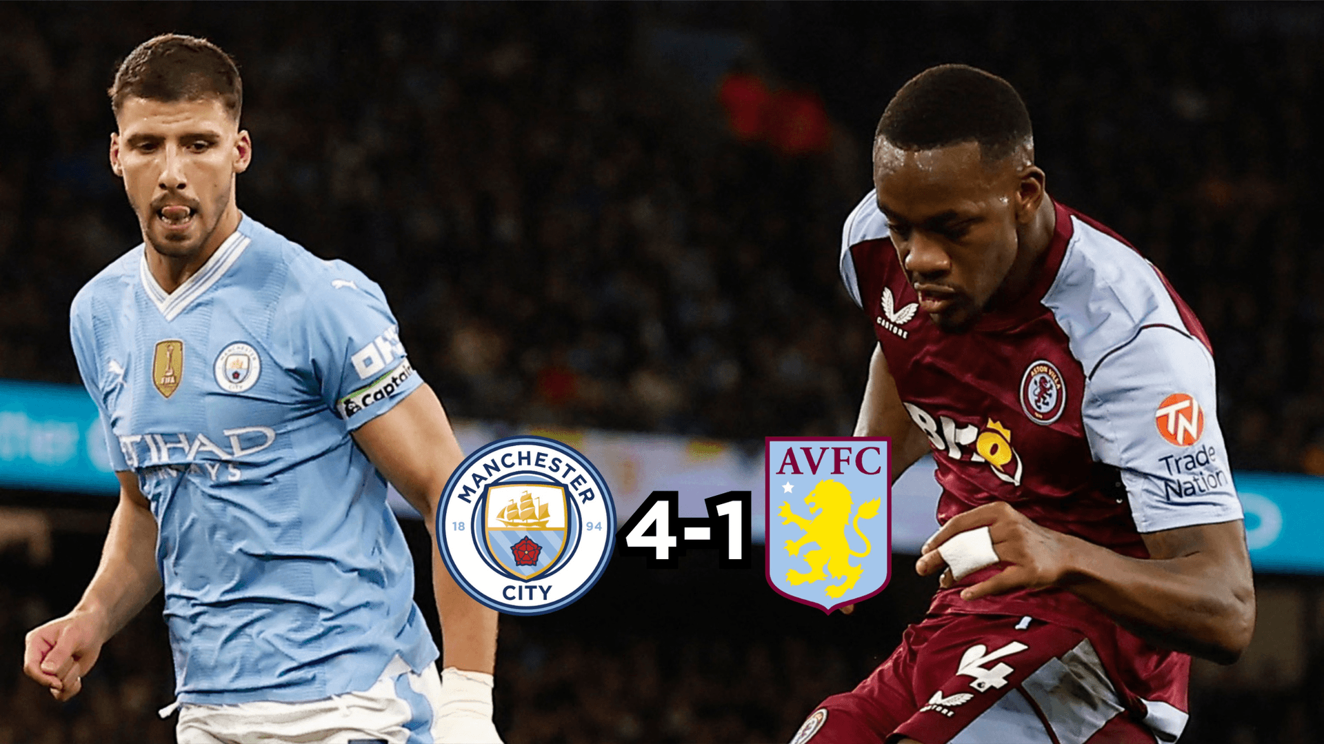 Jhon Durán con la camiseta del Aston Villa, enfrentando al Manchester City. FOTO: Premier League