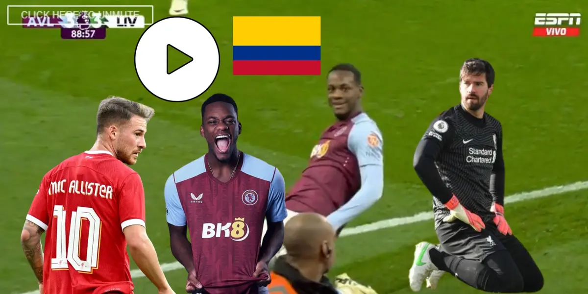 Jhon Jader Durán celebrando sus goles contra el Liverpool