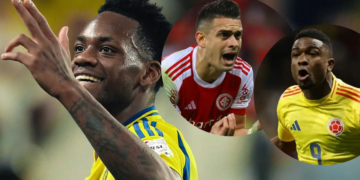 Jhon Jader Durán, Rafael Santos Borré y Jhon Córdoba Foto: Al Nassr, SC Internacional y FCF