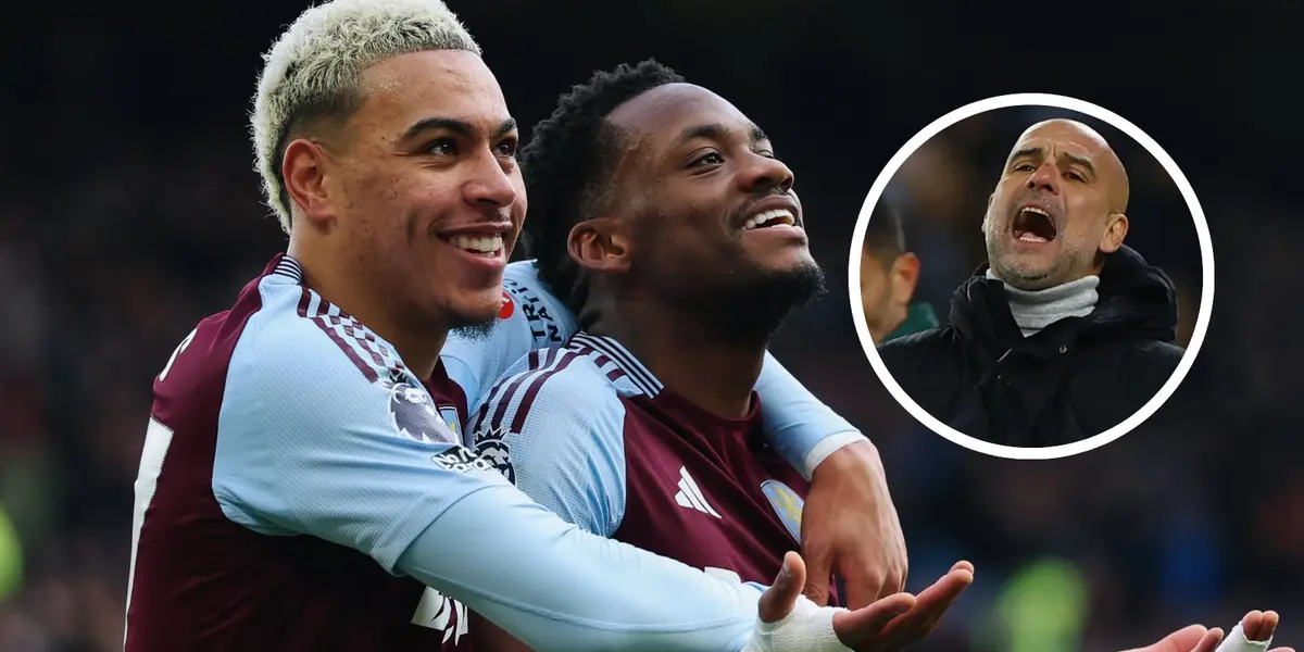 Jhon Jader Durán y Pep Guardiola Foto: Aston Villa y BBC