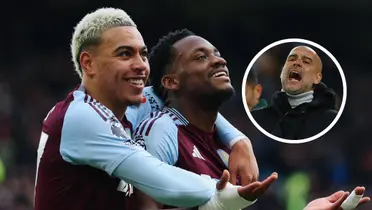 Jhon Jader Durán y Pep Guardiola Foto: Aston Villa y BBC