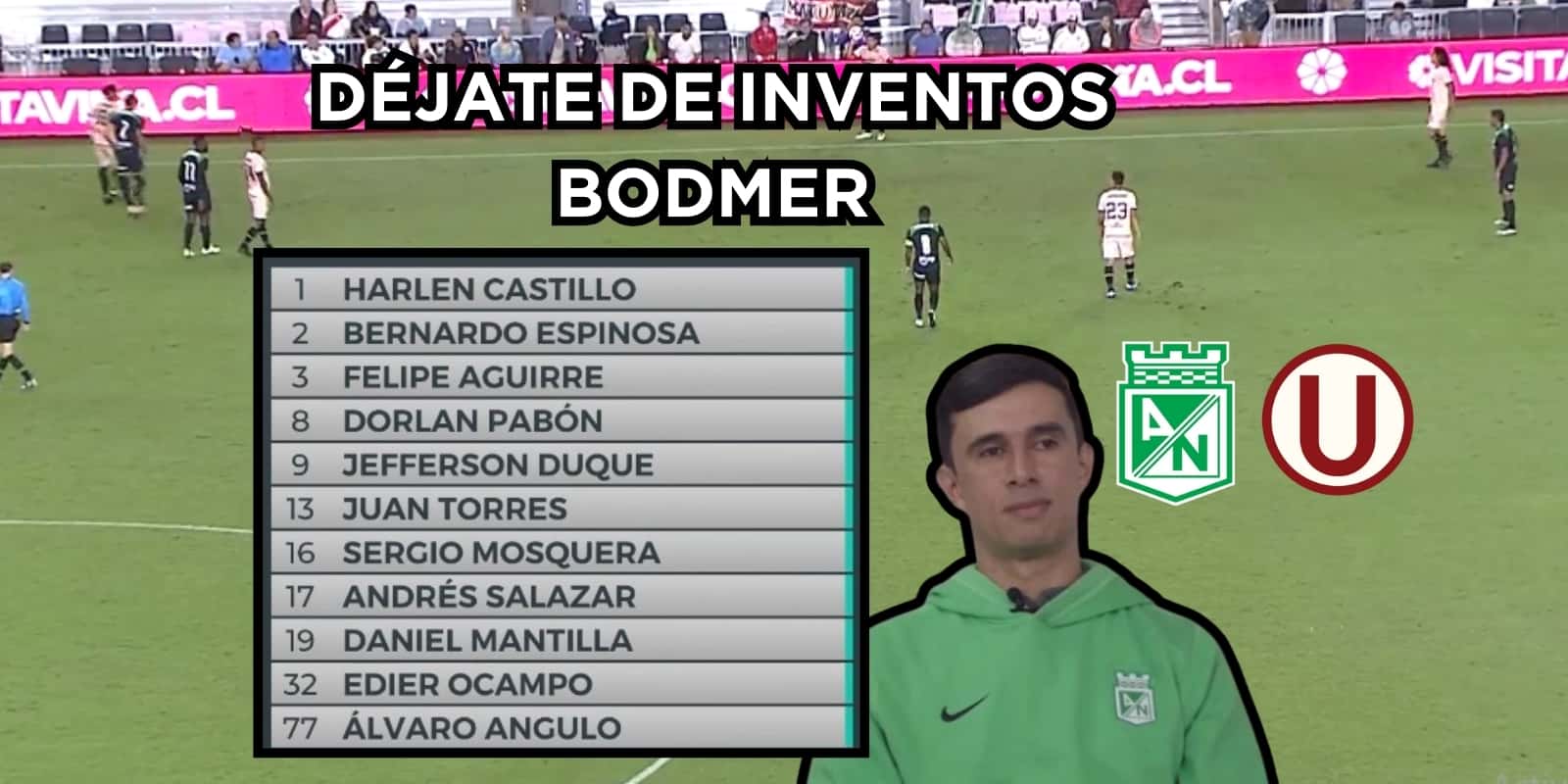 Jhon Jairo Bodmer con unos inventos que no le gustaron a los hinchas de Atlético Nacional.