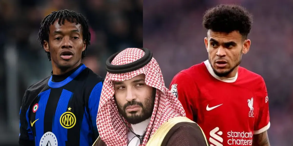 Juan Cuadrado y Luis Díaz. Foto de Cuadrado de Caracol Radio, Díaz de Liverpool Echo y Jeque de TUDN.