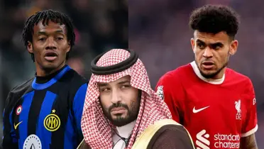 Juan Cuadrado y Luis Díaz. Foto de Cuadrado de Caracol Radio, Díaz de Liverpool Echo y Jeque de TUDN.