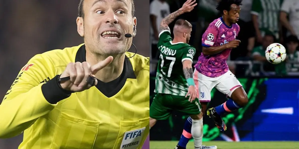 Juan Guillermo Cuadrado jugó en la Champions League contra el Maccabi Haifa y fue victima de un grave error arbitral.