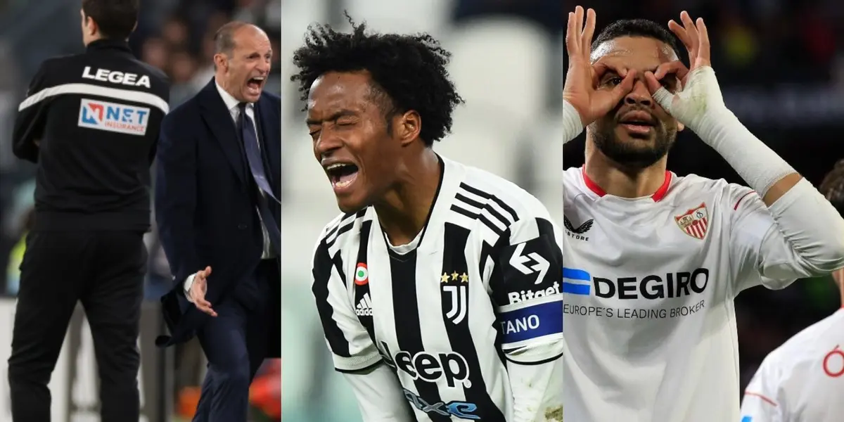 Juan Guillermo Cuadrado en semifinales de la UEFA Europa League 2023 con la Juventus.