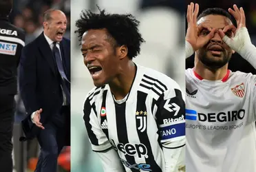 Juan Guillermo Cuadrado en semifinales de la UEFA Europa League 2023 con la Juventus.