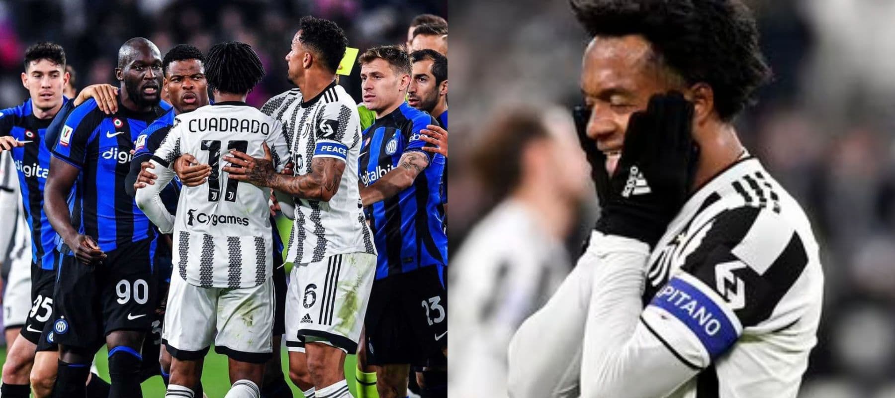 Juan Guillermo Cuadrado tuvo un altercado con el portero y el atacante del Inter de Milán