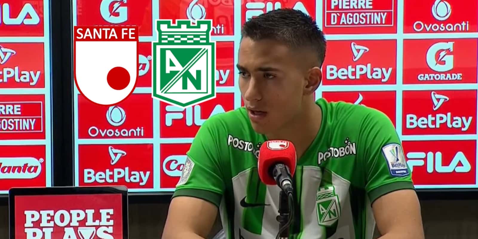 Juan José Arias en la rueda de prensa de Atlético Nacional luego de jugar contra Santa Fe