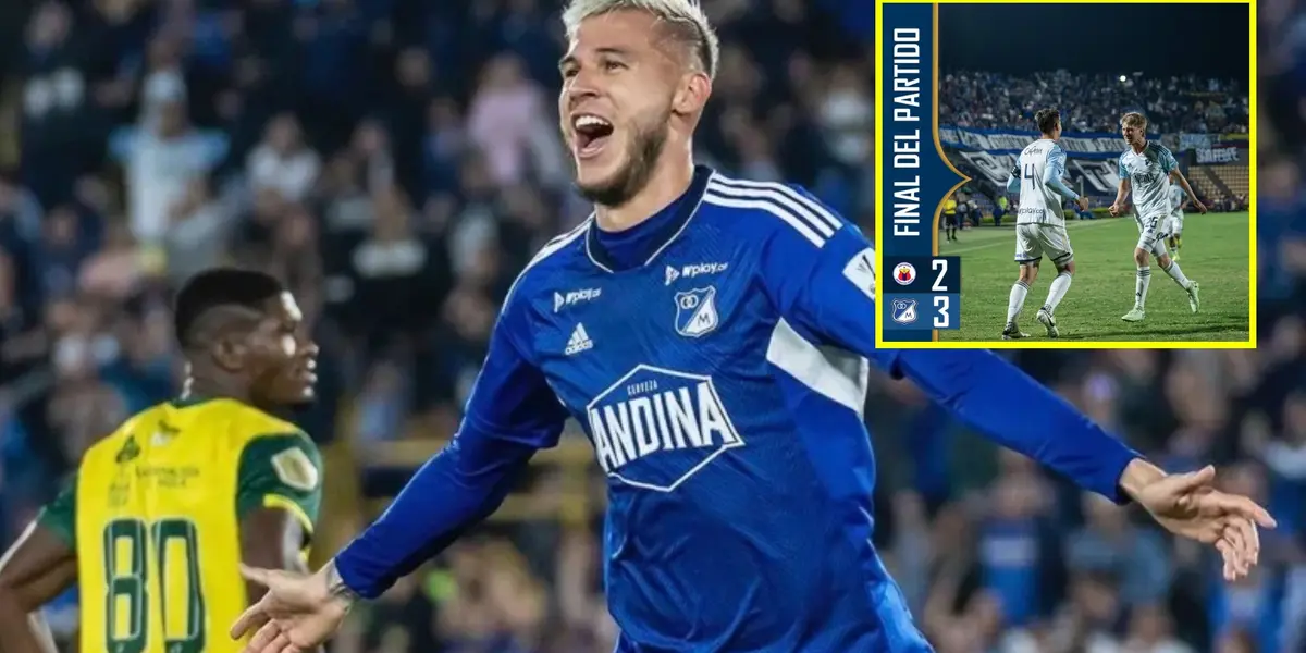 Juan Pablo Vargas celebrando gol con Millonarios- Fotos: RCN- redes Millonarios