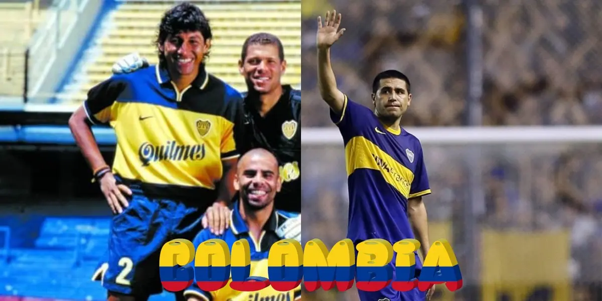 Juan Román Riquelme en su juego de despedida tuvo un emotivo respaldo de los colombianos Jorge Bermúdez, Óscar Córdoba y Mauricio Serna.