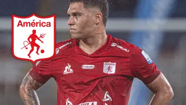 Juanfer Quintero: Su expresión o pose reflexiva tras emitir su mensaje sobre la polémica del América de Cali. Foto: América de Cali y Escudoteca