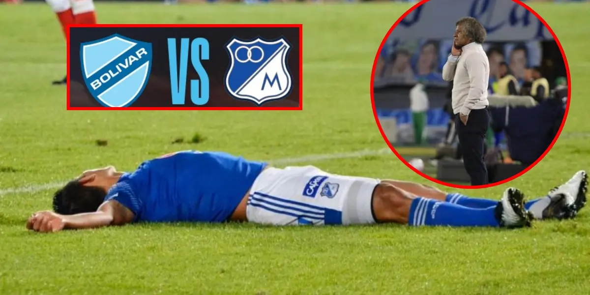 Jugador de Millonarios tendido en la cancha