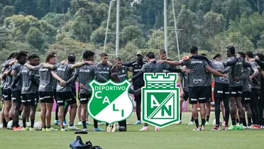 Jugadores de Atlético Nacional en un entrenamiento en Guarne