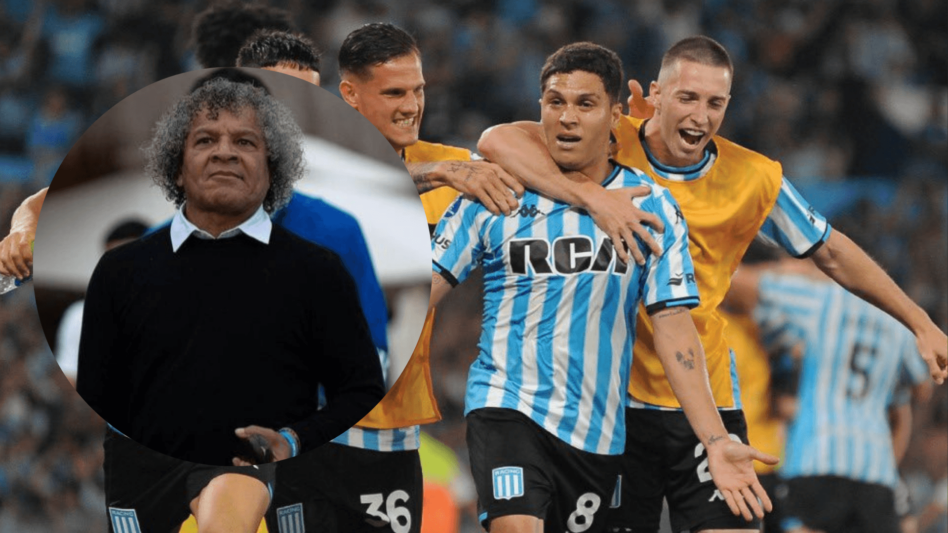 Jugadores de Racing y Gamero. Foto: redes de Millonarios y Racing.