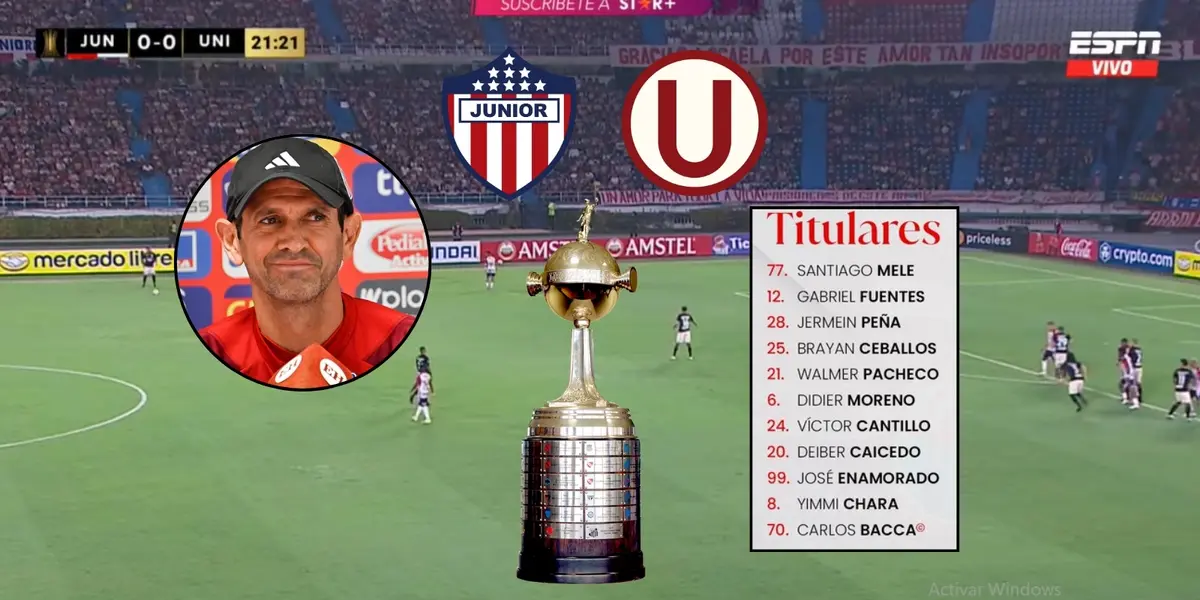Junior FC no le pudo ganarle a Universitario de Perú. Foto captura de pantalla de ESPN y Diario Deportes. 