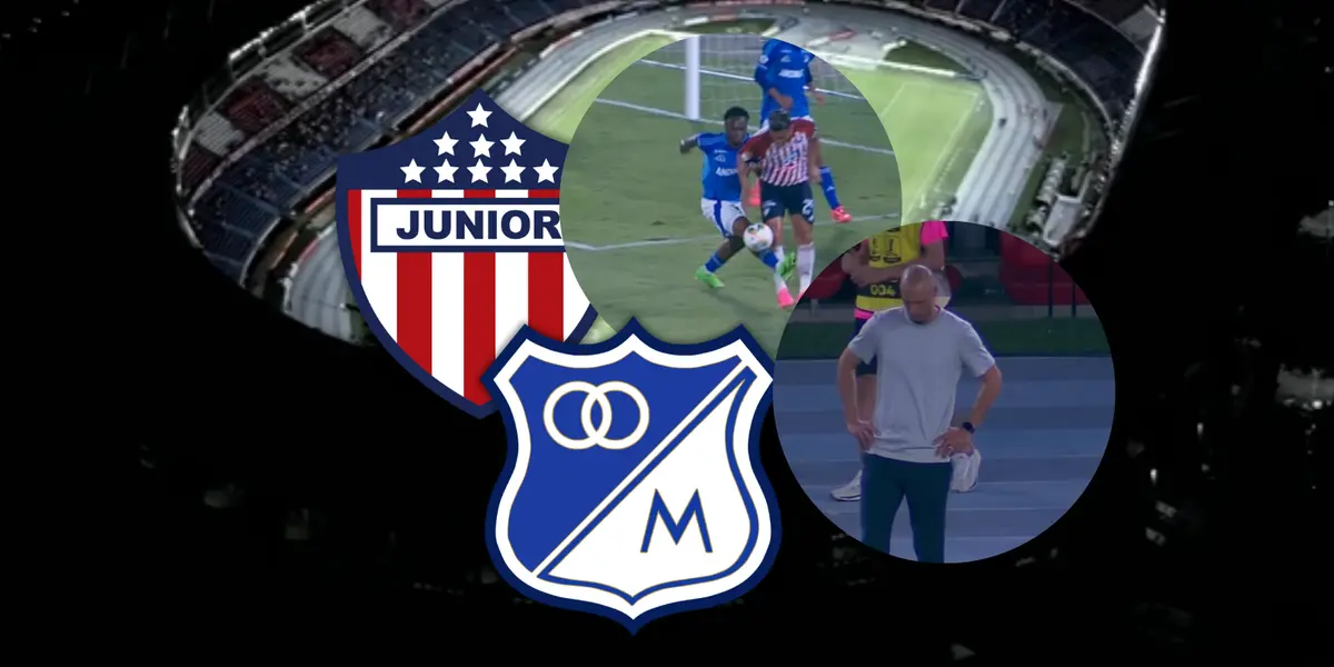 Junior FC vs Millonarios Foto: Captura de Win Sports y Escudoteca