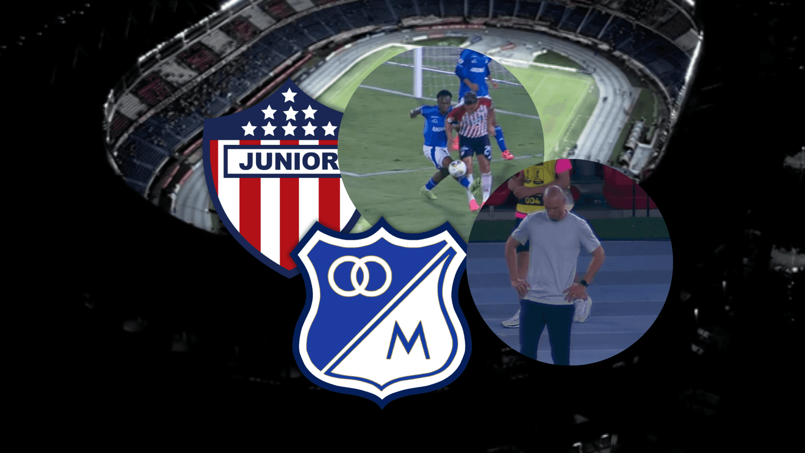 Junior FC vs Millonarios Foto: Captura de Win Sports y Escudoteca