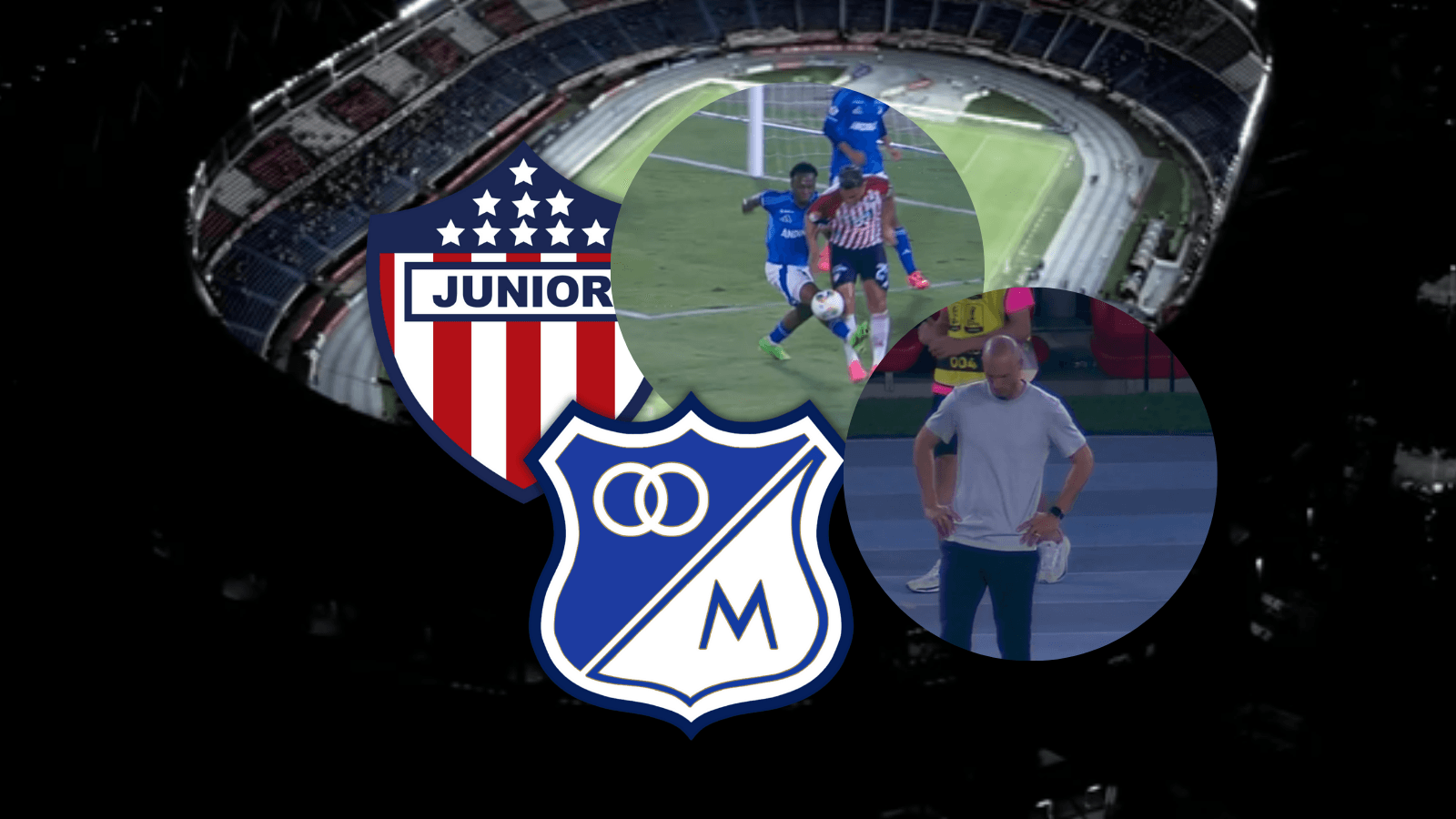 Junior FC vs Millonarios Foto: Captura de Win Sports y Escudoteca
