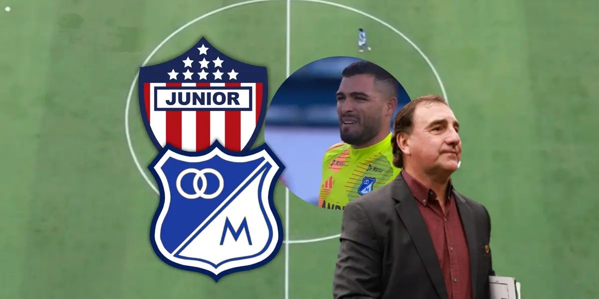 Junior vs Millonarios Foto: Captura de Win Sports, Escudoteca y FCF Selección Colombia