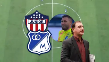 Junior vs Millonarios Foto: Captura de Win Sports, Escudoteca y FCF Selección Colombia