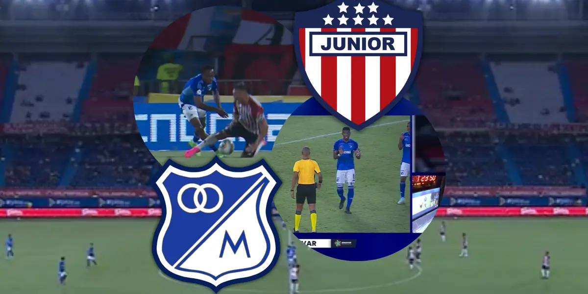 Junior vs Millonarios Foto: Escudoteca y Captura de Win Sports
