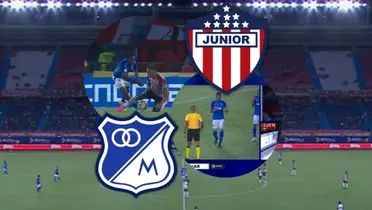 Junior vs Millonarios Foto: Escudoteca y Captura de Win Sports