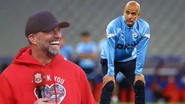 Jürgen Klopp en su despedida del Liverpool y Pep Guardiola